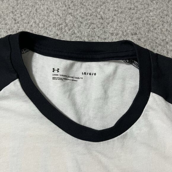 Under Armour Project Rock Shirt Mens L Raglan Baseball Iron Paradise 3/4 Sleeve - Picture 3 of 12